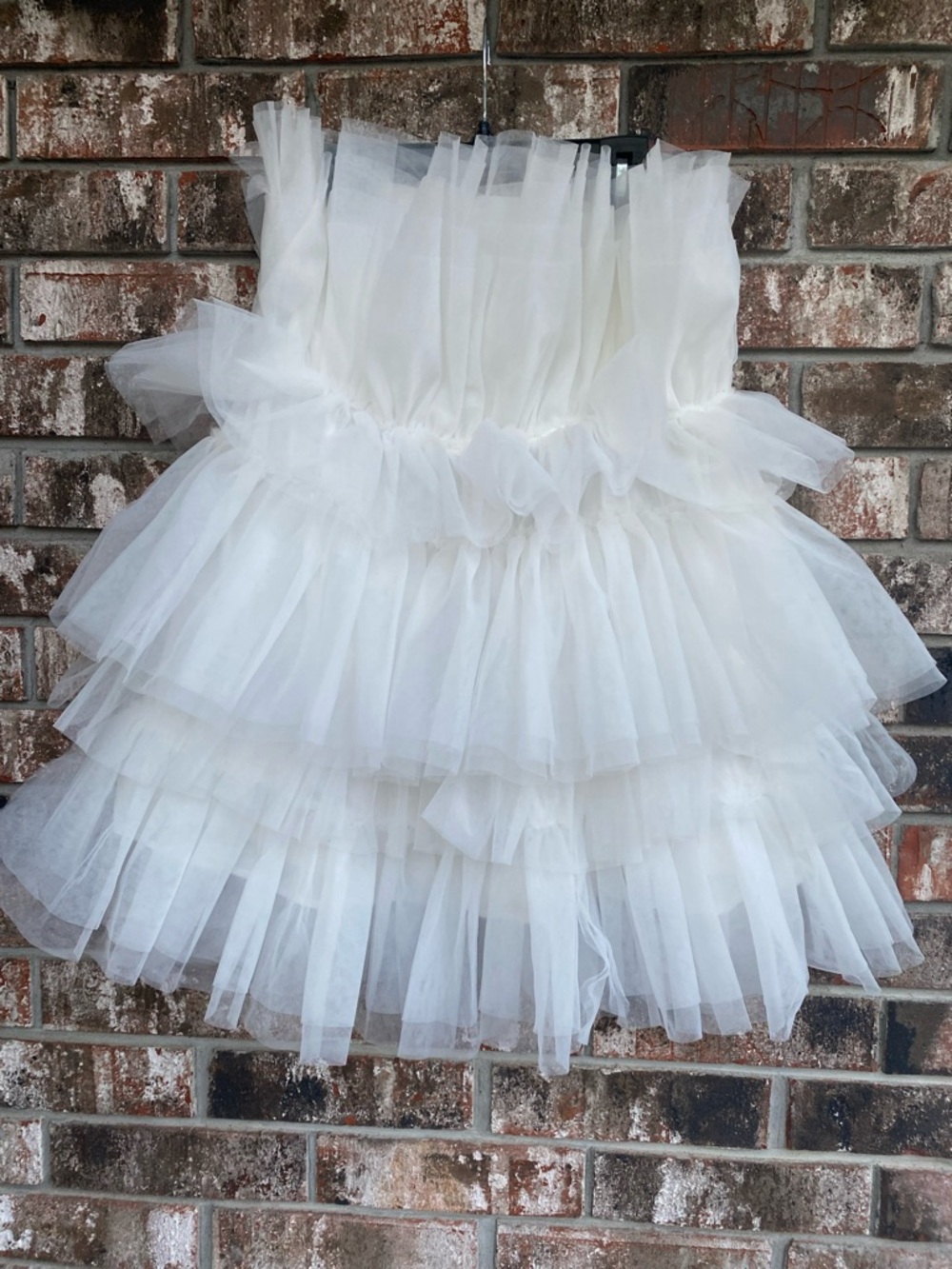 White Layered Tulle Short Party Dress